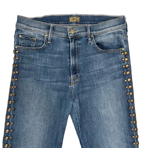 MOTHER Denim The Insider Crop Step Fray 32 Rough Stud - Picture 3 of 11